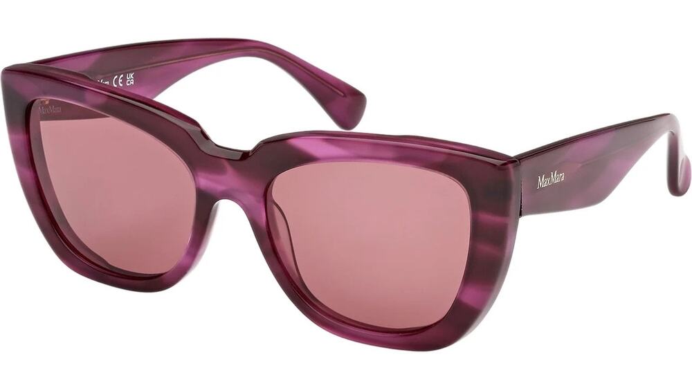 MaxMara Glimpse4 MM0090 Violet Striped/Pink Horn Cat-Eye Sunglasses w Case NWT